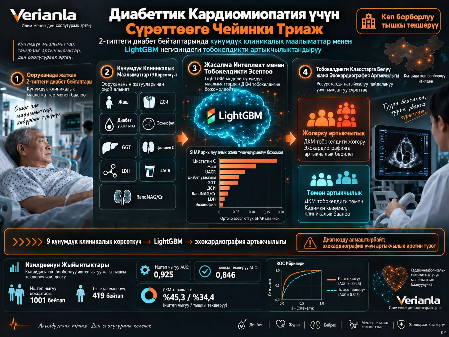 2-Типтеги Диабетте Диабеттик Кардиомиопатия үчүн Сүрөттөөгө Чейинки Триаж: Күнүмдүк Клиникалык Маалыматтар менен LightGBM Моделинин Көп Борборлуу Тышкы Текшерүүсү