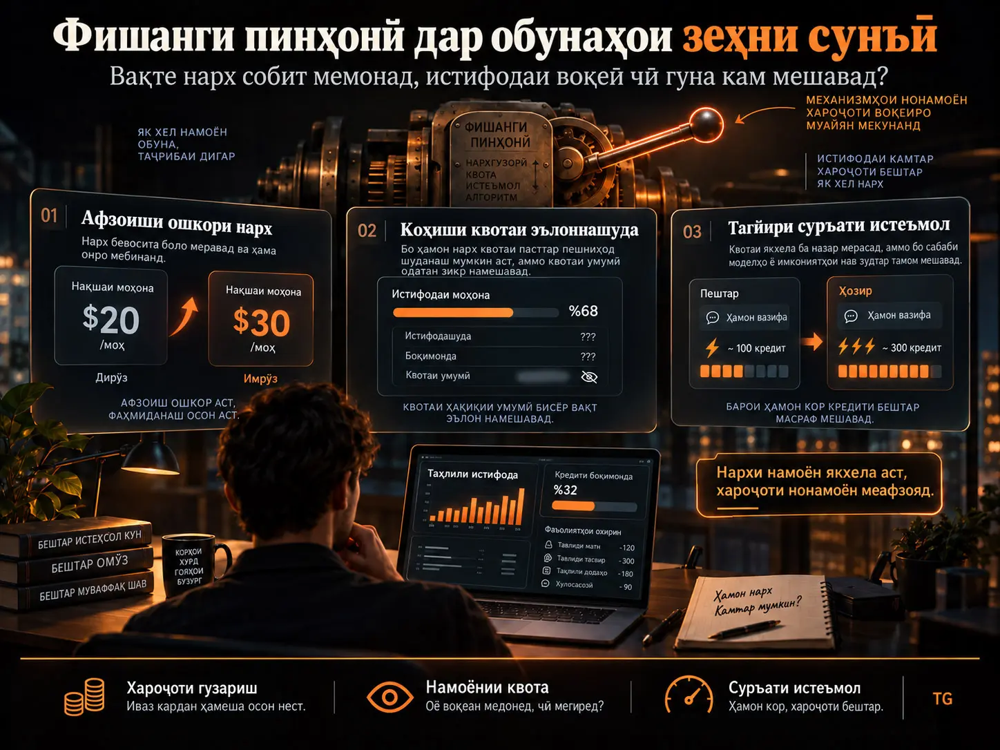 Афзоиши Нонамоёни Нарх дар Обунаҳои Зеҳни Сунъӣ: Квота, Суръати Истеъмол ва Хароҷоти Гузариш Хароҷотро ба Корбар Чӣ Гуна Интиқол Дода Метавонанд?
