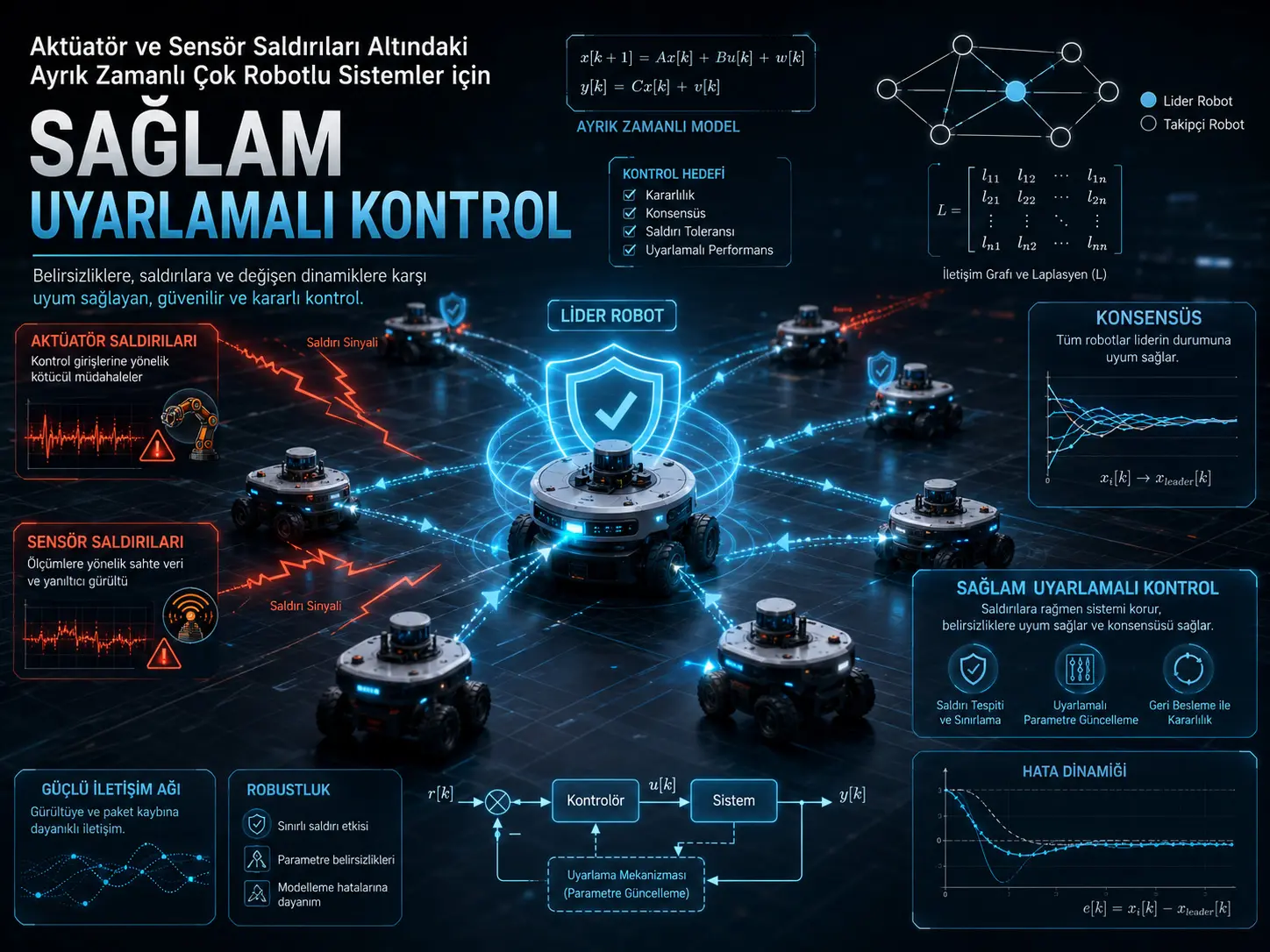 Aktuator və Sensor Hücumları Altındakı Diskret Zamanlı Çoxrobotlu Sistemlər üçün Dayanıqlı Adaptiv İdarəetmə