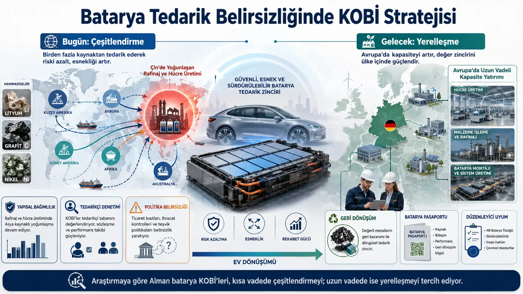 Germaniya batareya KOBIlari ta’minot noaniqligiga qarshi avval diversifikatsiyani, mahalliylashtirishni esa uzoq muddatli investitsiya deb ko‘radi