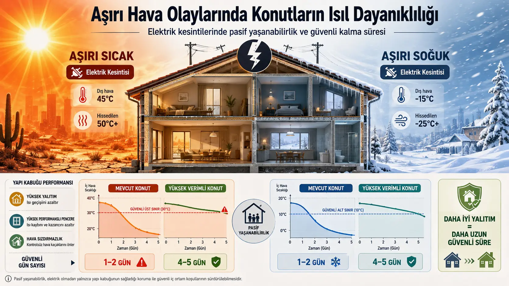 Haddan tashqari harorat hodisalari va elektr uzilishlari vaqtida turar joy binolarining issiqlik chidamliligi va passiv yashashga yaroqliligi: uy xoʻjaligi energiya xavfsizligi uchun xulosalar