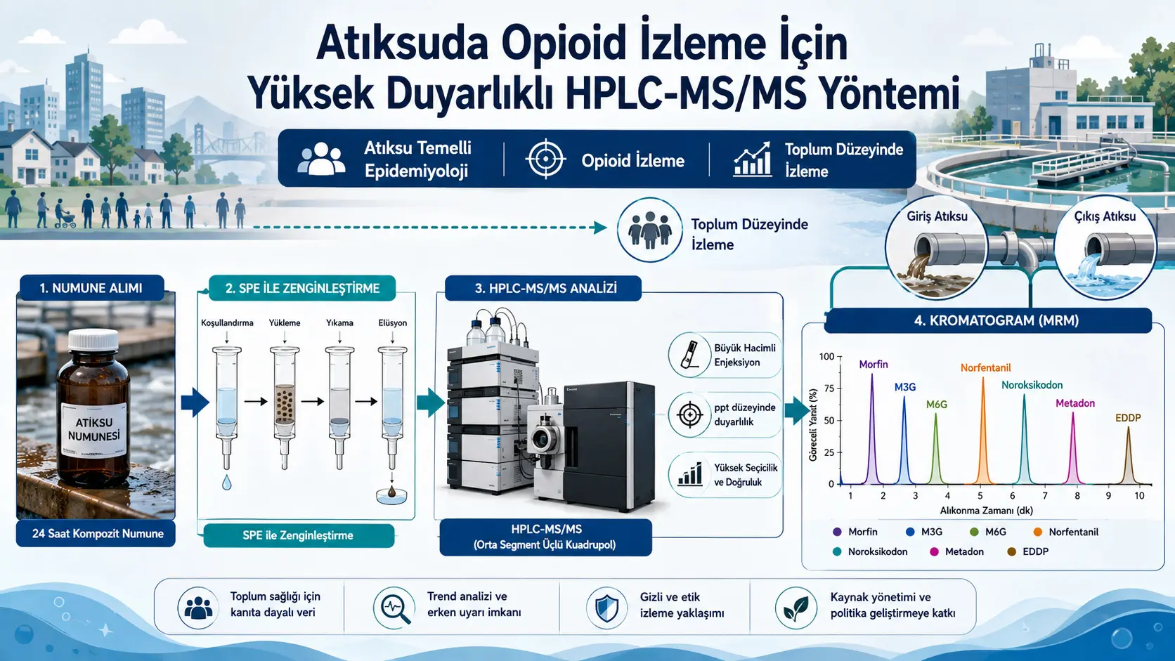 Oqova suvlarda opioid monitoringi uchun qulay tahlil usuli: O‘rta toifali Triple Quadrupole HPLC-MS/MS bilan ppt darajasida o‘lchash