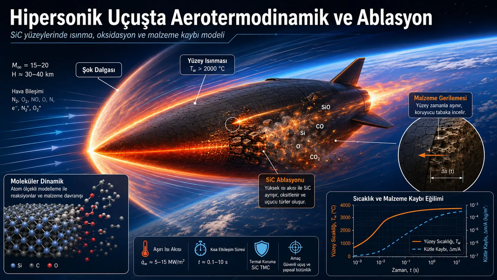 Аз миқёси атомӣ то конуси бинии гиперсадоӣ: равиши бисёрмиқёса барои моделсозии аблятсияи карбиди кремний