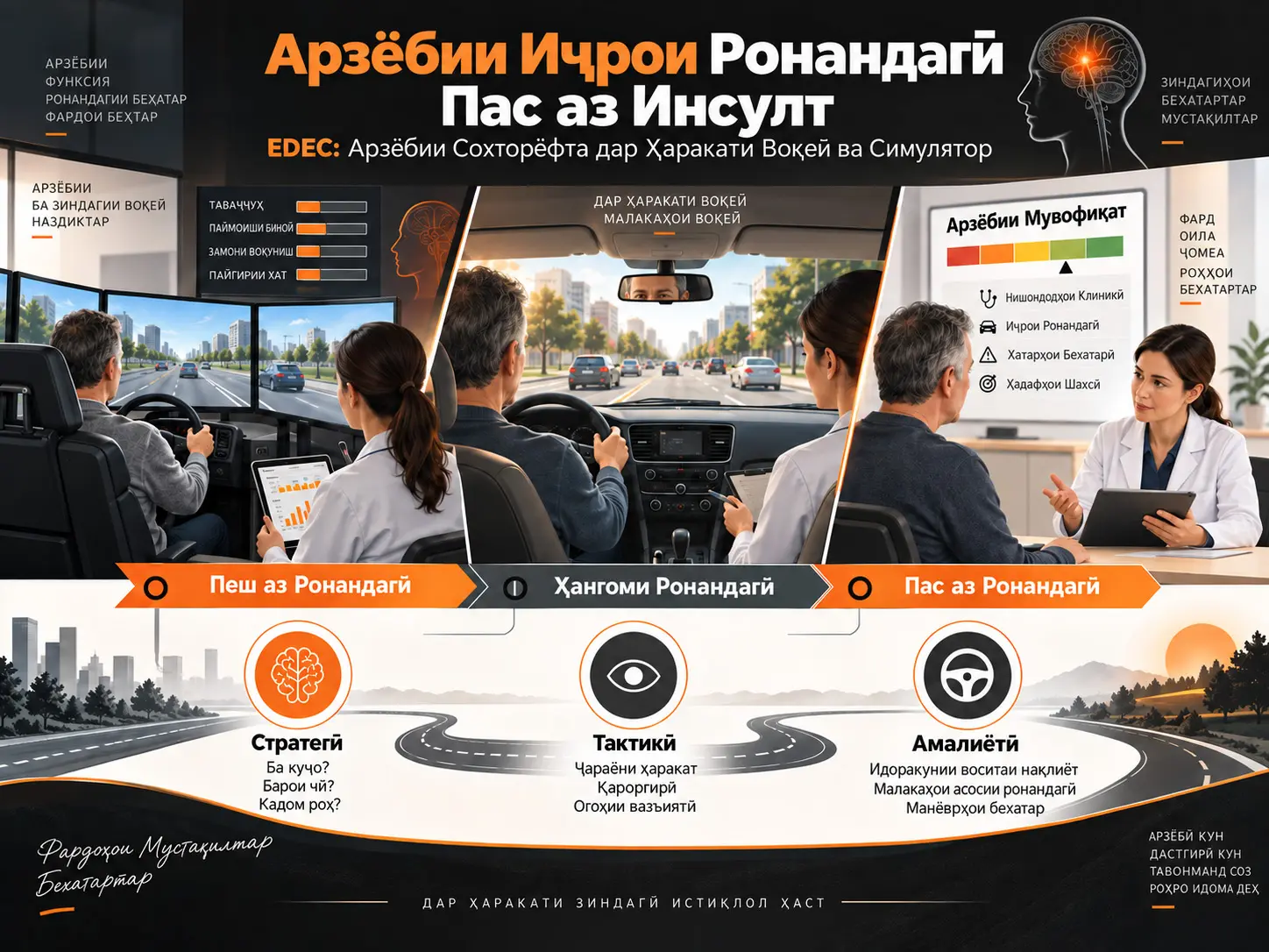 Бехатарии Ронандагӣ Пас аз Инсулт Чӣ Гуна Арзёбӣ Мешавад? Натиҷаҳои Аввалини Санҷиши EDEC дар Ҳаракати Воқеӣ ва Симулятор