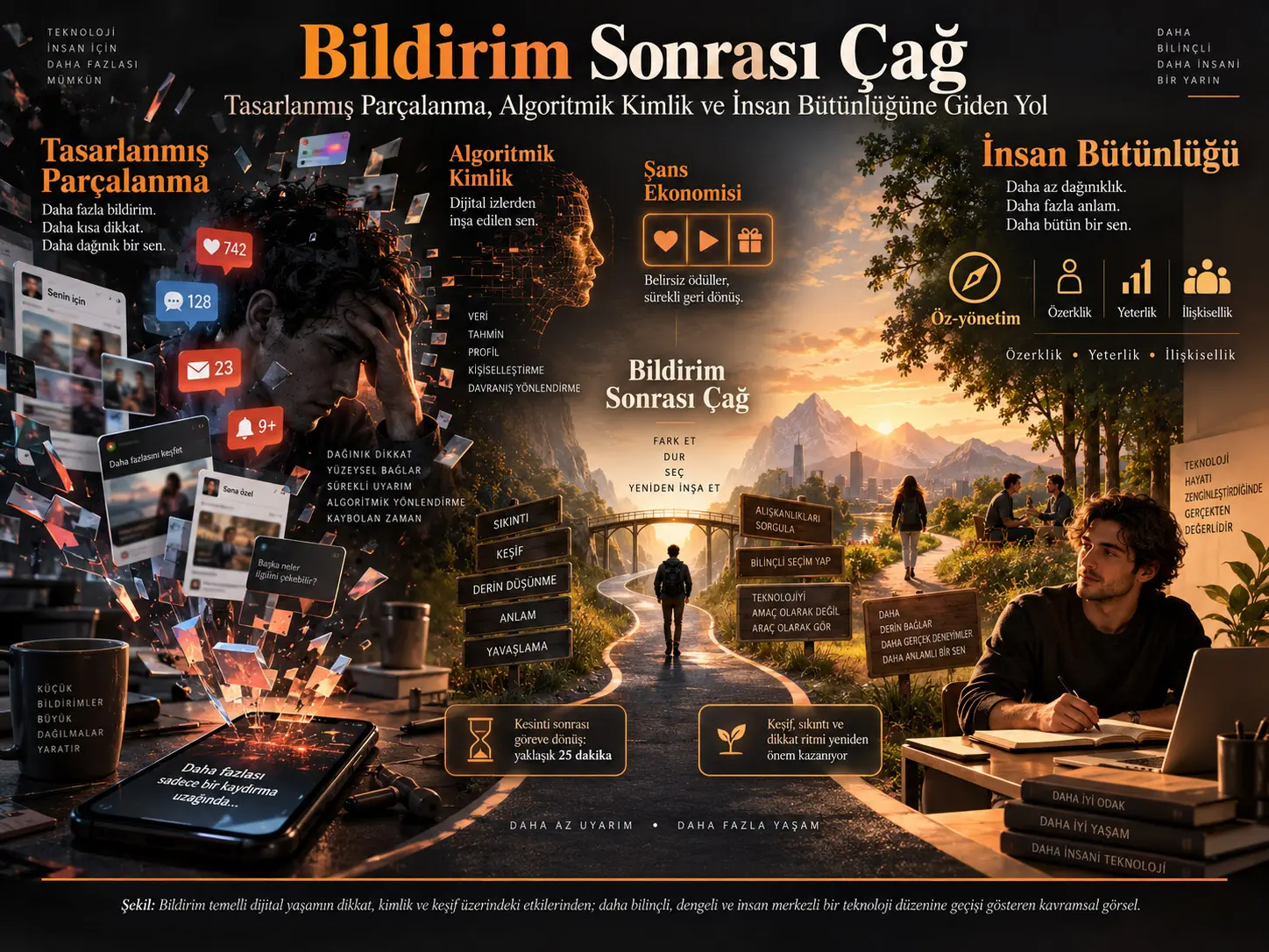 Bildirim Sonrası Çağ: Tasarlanmış Parçalanma, Algoritmik Kimlik ve İnsan Bütünlüğüne Giden Yol