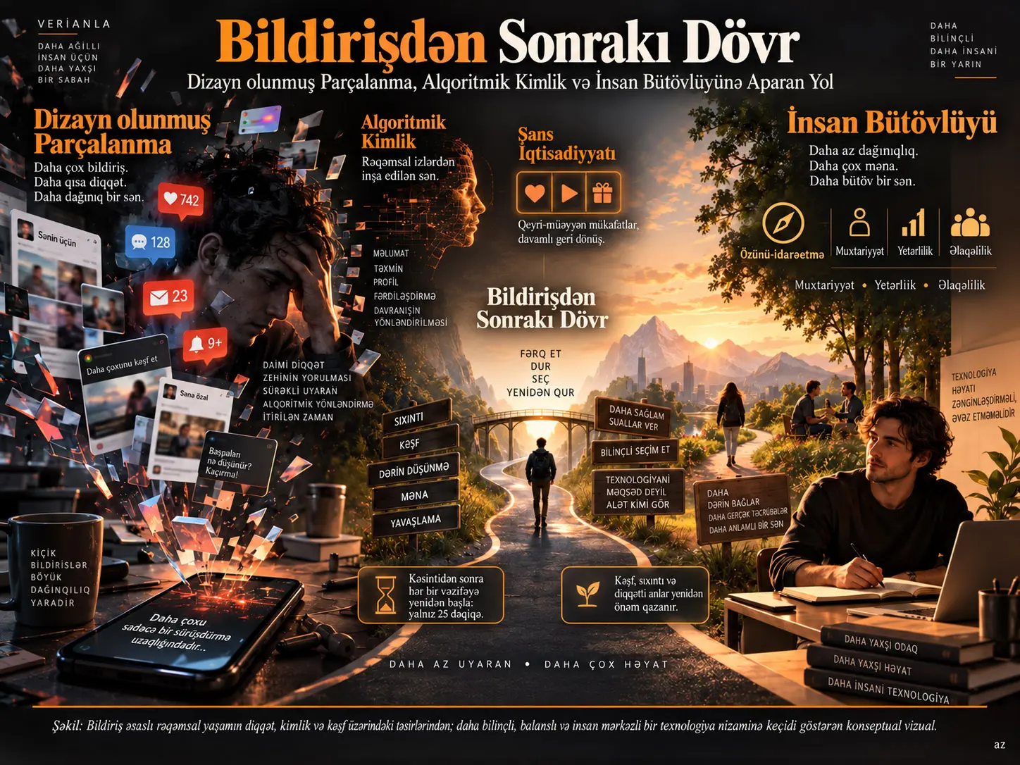 Bildirişdən Sonrakı Dövr: Dizayn olunmuş Parçalanma, Alqoritmik Kimlik və İnsan Bütövlüyünə Aparan Yol