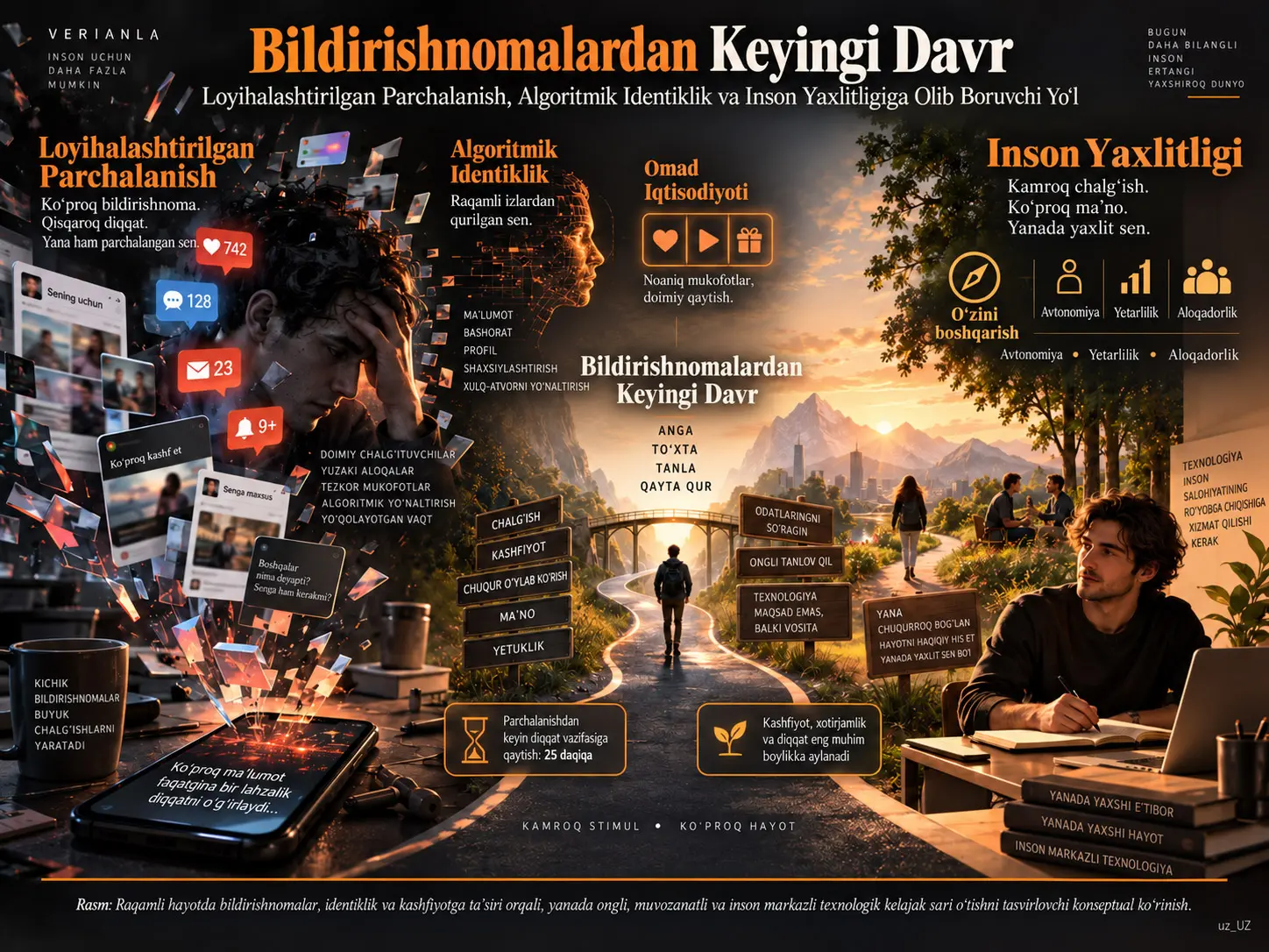 Bildirishnomalardan Keyingi Davr: Loyihalashtirilgan Parchalanish, Algoritmik Identiklik va Inson Yaxlitligiga Olib Boruvchi Yo‘l