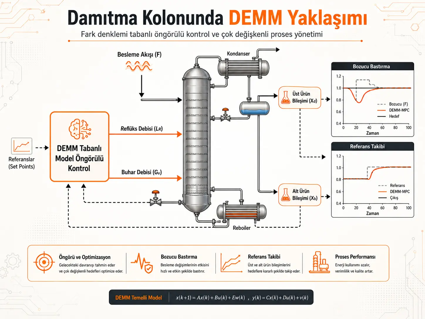 Bir Damıtma Kolonuna Uygulanan Fark Denklemi Matris Modeli Tabanlı Model Öngörülü Kontrol Yaklaşımı