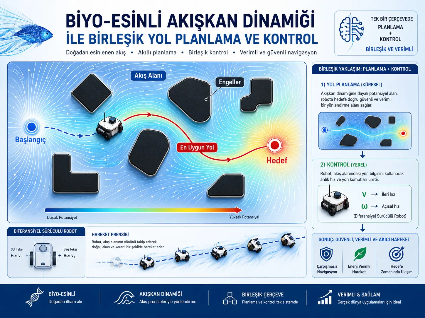 Birleşik ve Verimli Yol Planlama ve Kontrol için Biyo-Esinli Akışkan Dinamiği Yaklaşımı