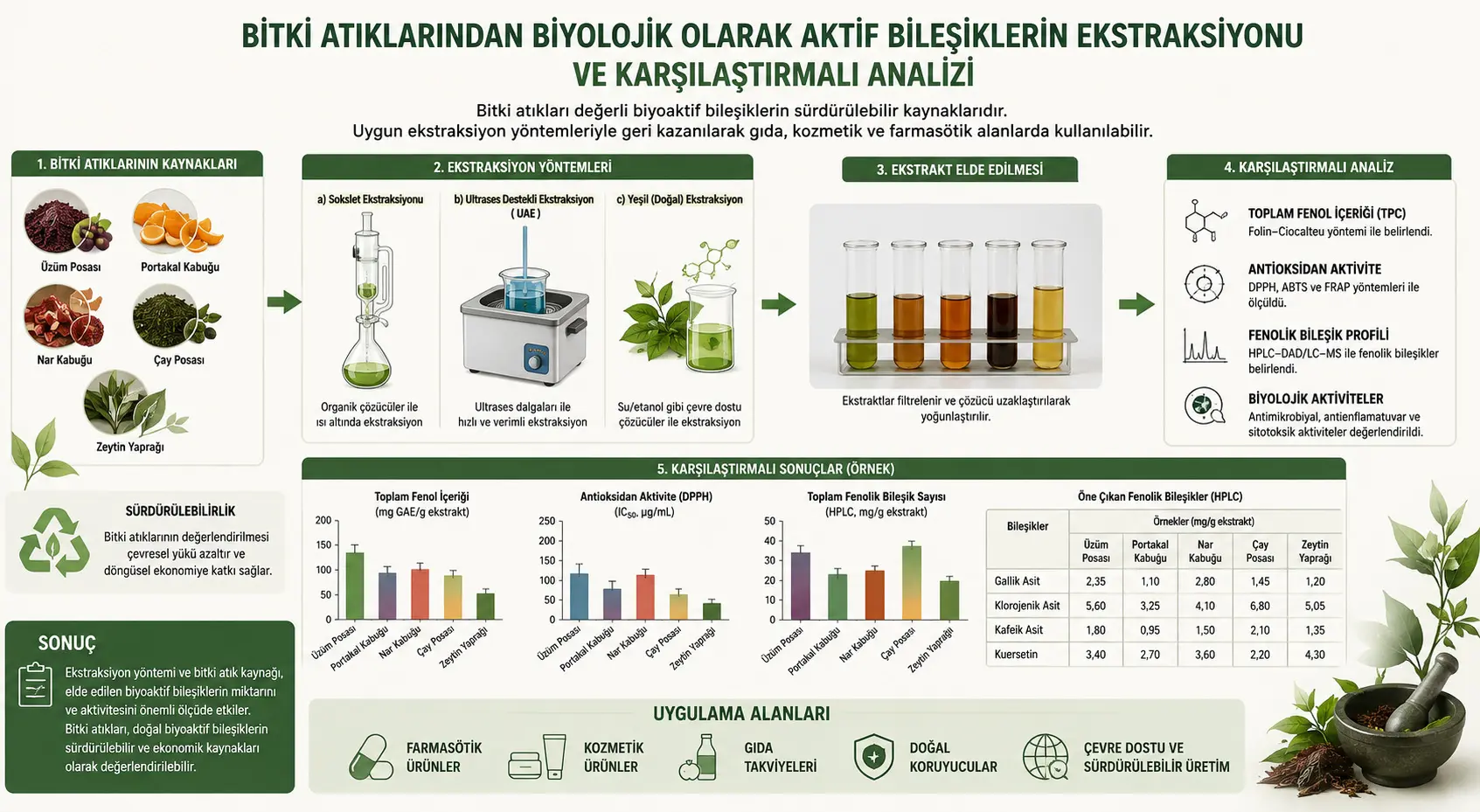 Oʻsimlik chiqindilaridan biologik faol birikmalarni ekstraksiya qilish va qiyosiy tahlil