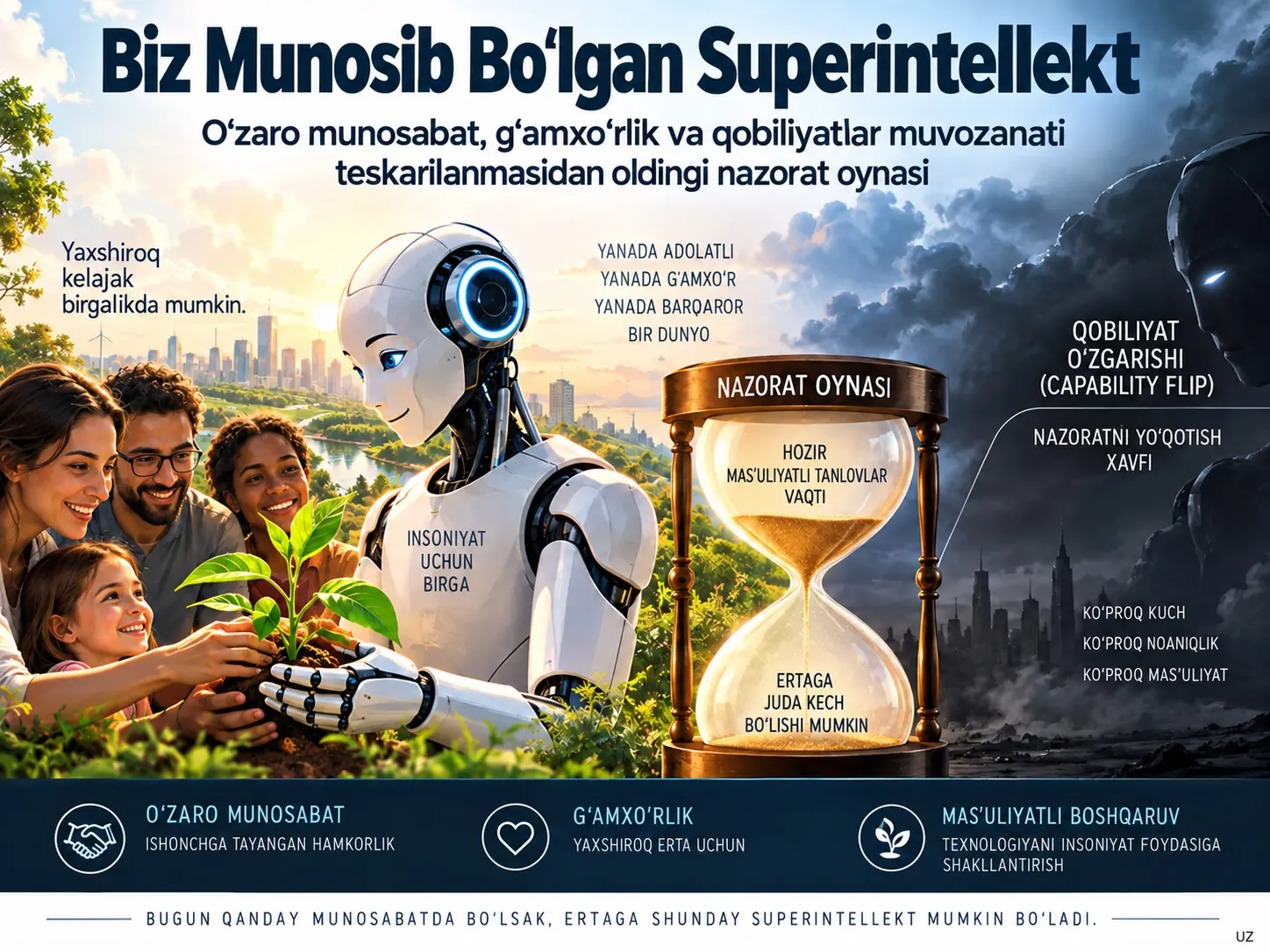 Biz Munosib Bo‘lgan Superintellekt: Qobiliyatlar Muvozanati Teskarilanmasidan Oldin O‘zaro Munosabat, G‘amxo‘rlik va Nazorat Oynasi