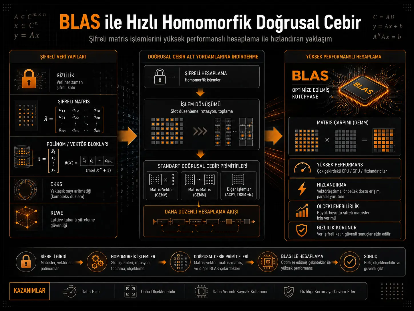 BLAS yordamida tezkor gomomorfik chiziqli algebra