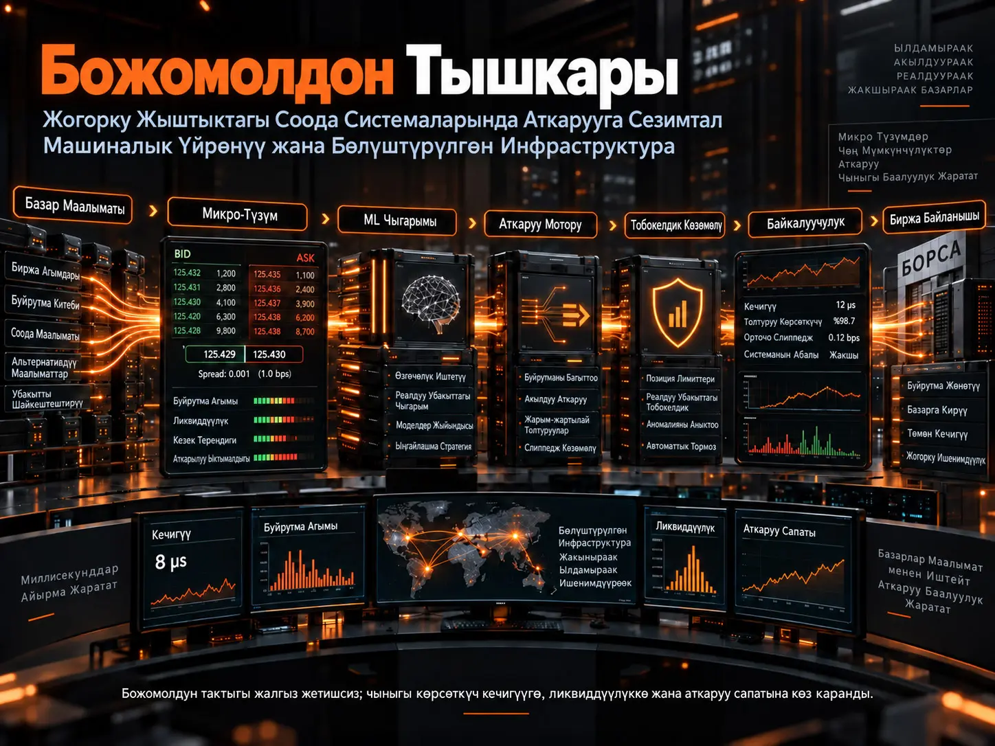 Божомолдон Тышкары: Жогорку Жыштыктагы Соода Системаларында Аткарууга Сезимтал Машиналык Үйрөнүү жана Бөлүштүрүлгөн Инфраструктура