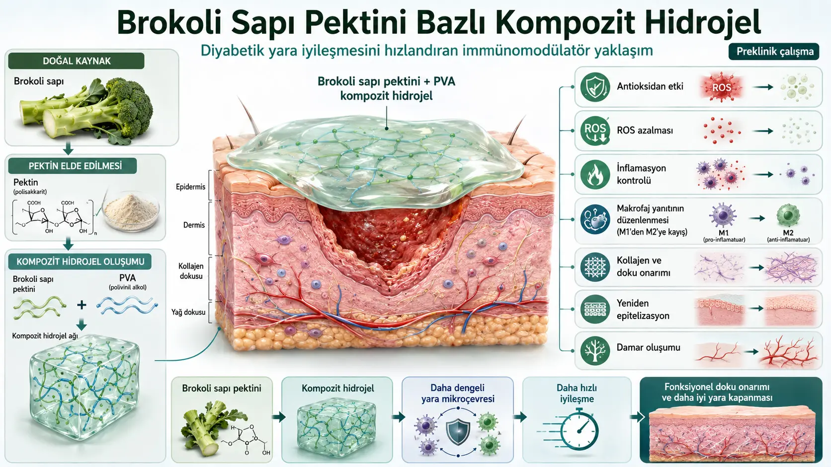 Brokkoli poyasi pektinidan olingan PVA/BSP gidrogeli: Qandli diabetik yaralarda oksidativ stressni kamaytirish, makrofaglar reaksiyasini tartibga solish va to'qimalarni tiklash