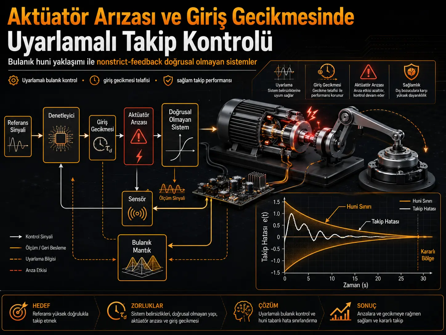 Bulanık Huni Yaklaşımıyla Aktüatör Arızaları ve Giriş Gecikmesi Bulunan Nonstrict-Feedback Doğrusal Olmayan Sistemlerin Uyarlamalı Takip Kontrolü
