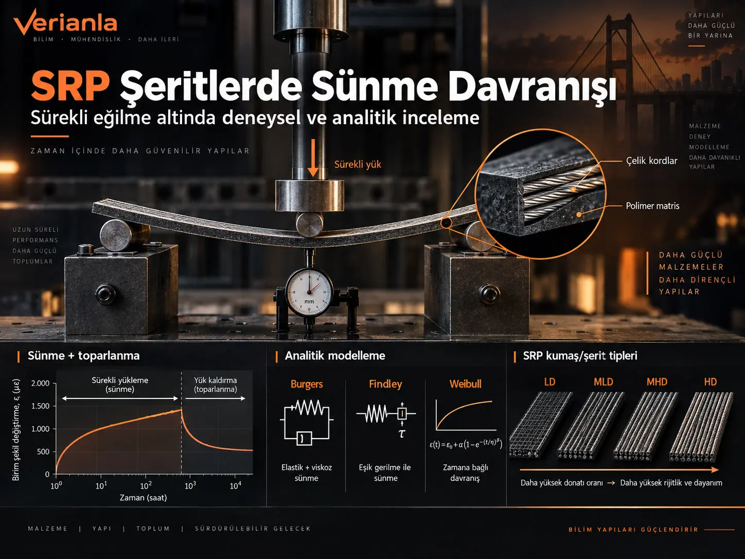 Çelik Takviyeli Polimer Şeritlerin Sürekli Eğilme Altındaki Sünme Davranışının Deneysel ve Analitik İncelenmesi