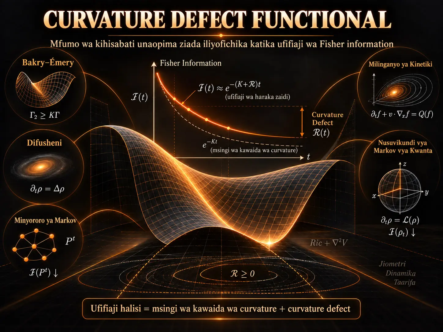 Curvature Defect Functional: Mfumo wa Kihisabati Unaounganisha Ziada Iliyofichika katika Ufifiaji wa Fisher Information
