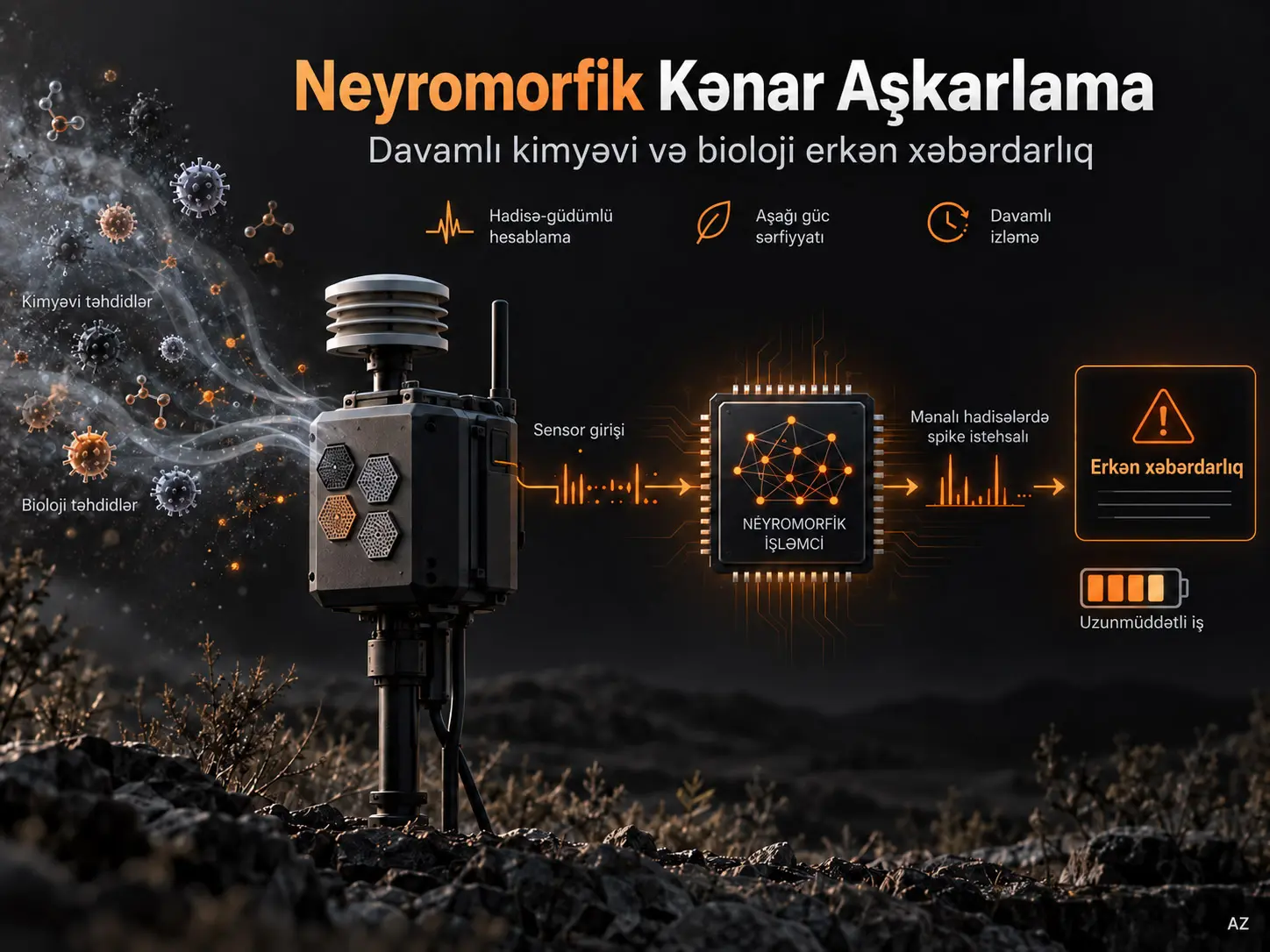 Davamlı Kimyəvi və Bioloji Təhdidlərə Erkən Xəbərdarlıq üçün Neyromorfik Kənar Aşkarlama