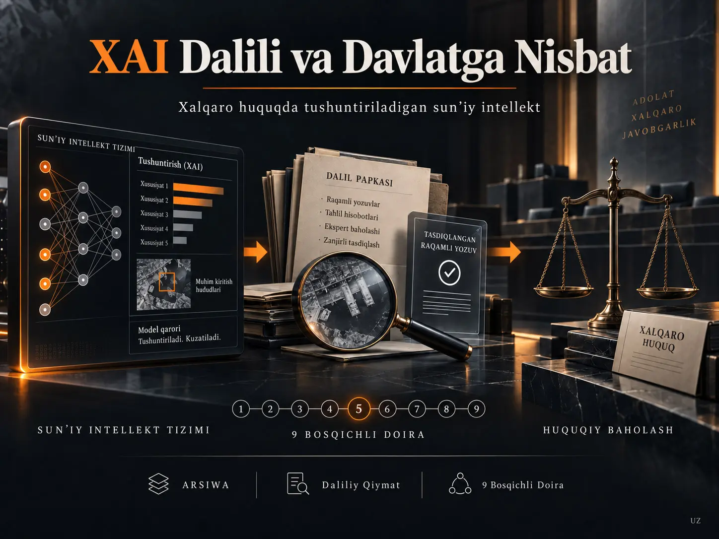 Davlat javobgarligida tushuntiriladigan sun’iy intellektning daliliy qiymati: Atributsiyadan oldingi faktik tekshiruv uchun to‘qqiz bosqichli doira