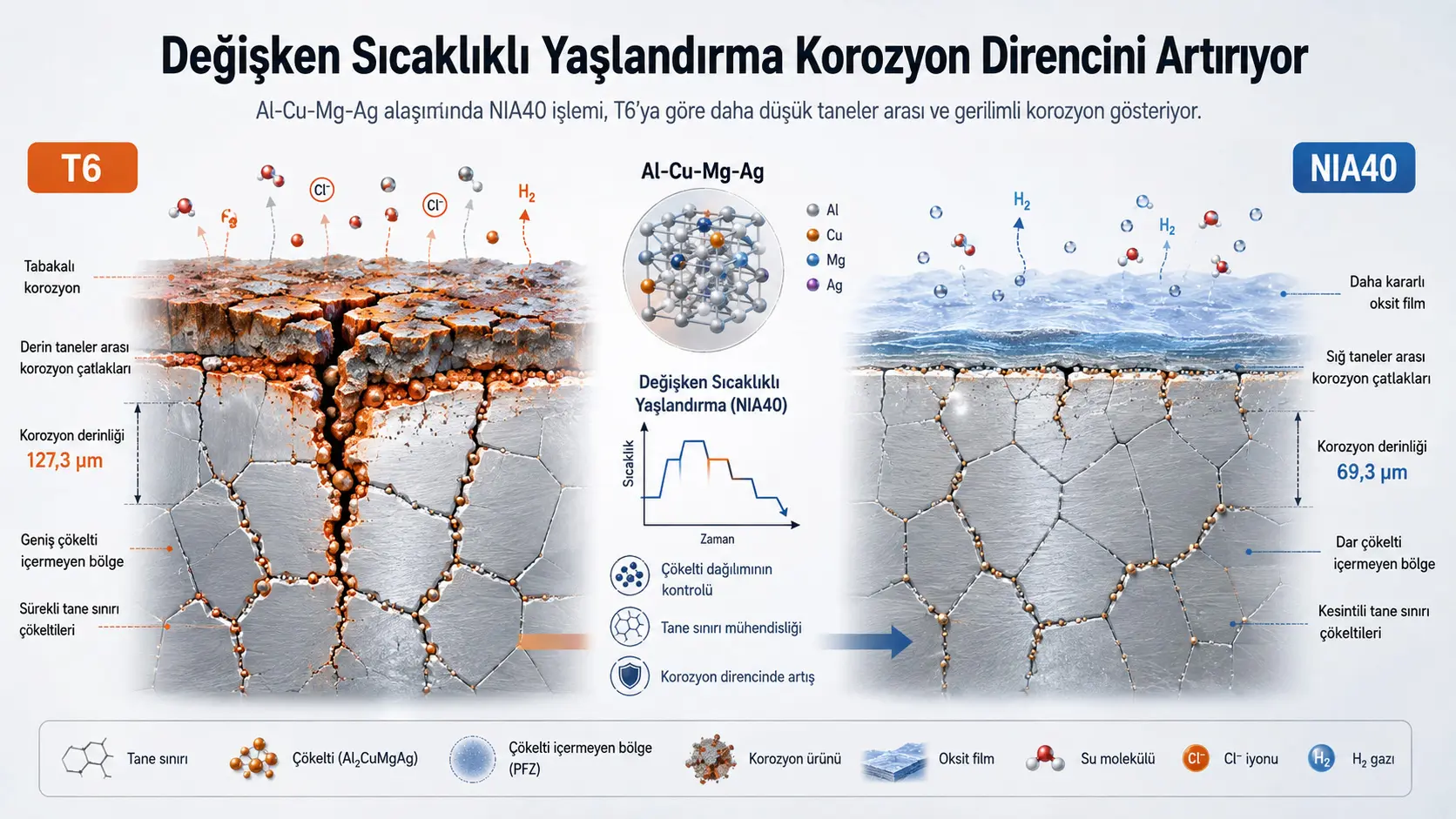 Değişken Sıcaklıklı Yaşlandırma Al-Cu-Mg-Ag Alaşımlarını Korozyona Karşı Nasıl Koruyor?
