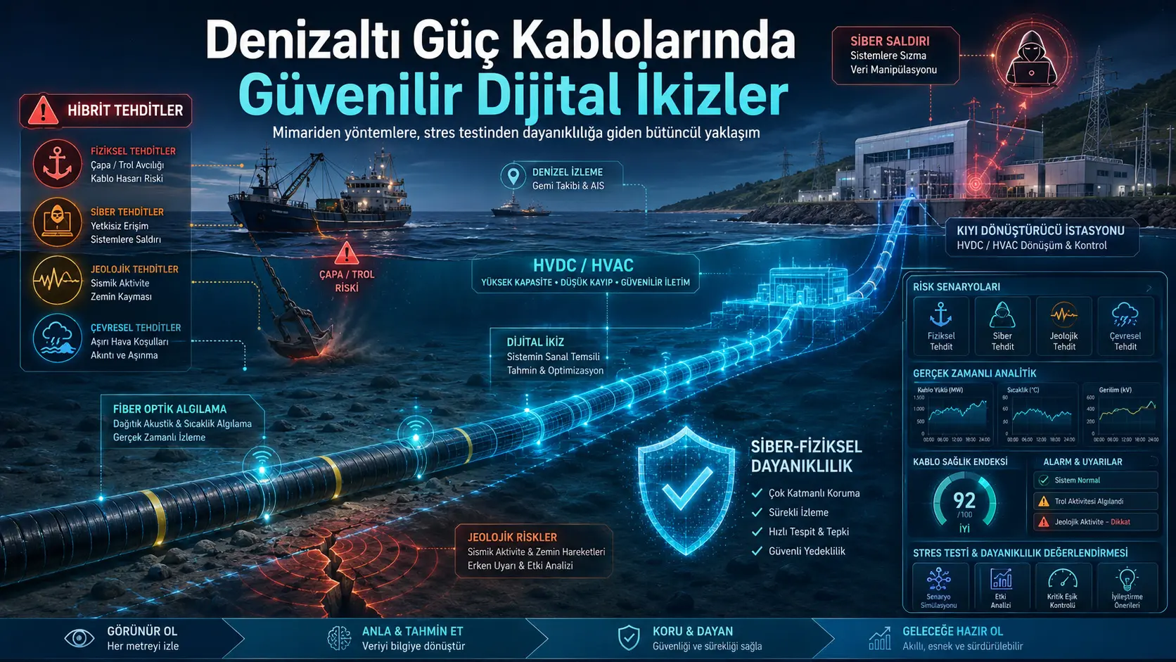 Denizaltı HVDC/HVAC Güç Kablolarında Hibrit Tehditlere Karşı Güvenilir Dijital İkizler