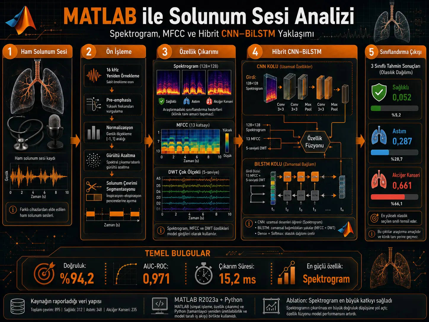 Chuqur O‘rganish va MATLAB Yordamida Spektrogrammaga Asoslangan O‘pka Saratoni va Astmani Aniqlash: Gibrid CNN–LSTM Yondashuvi