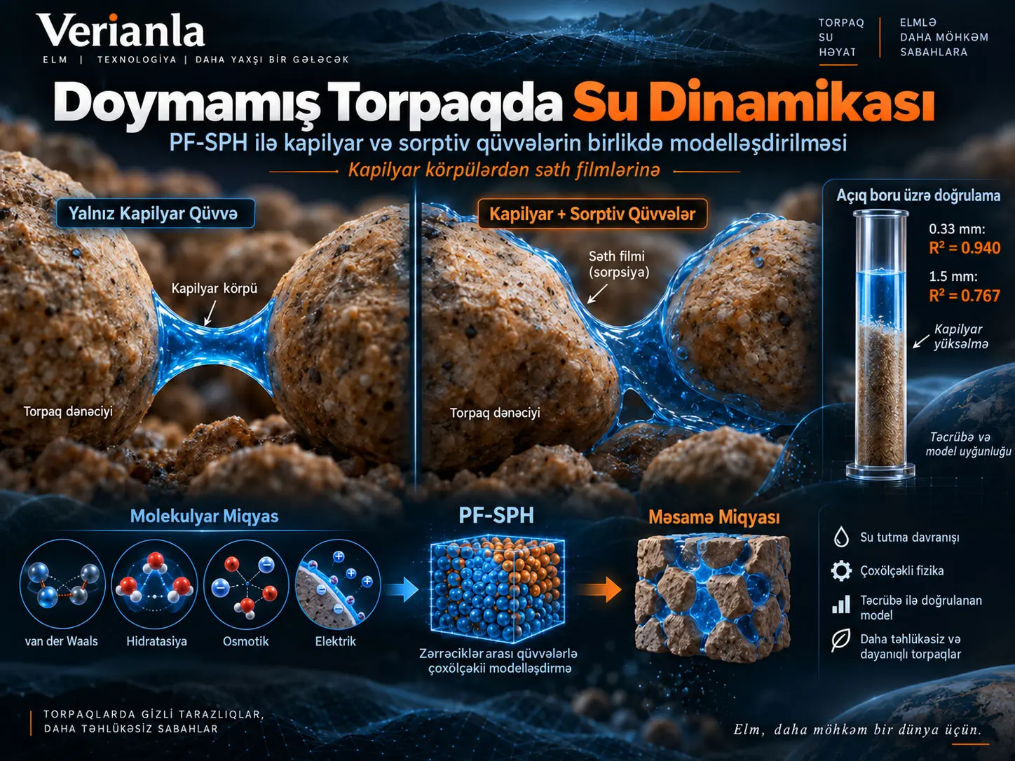 Doymamış Torpaqlarda Maye Dinamikası üçün Cüt-Hissəcik Qüvvəli SPH: Kapilyar və Sorptiv Qüvvələrin Birləşdirilməsi