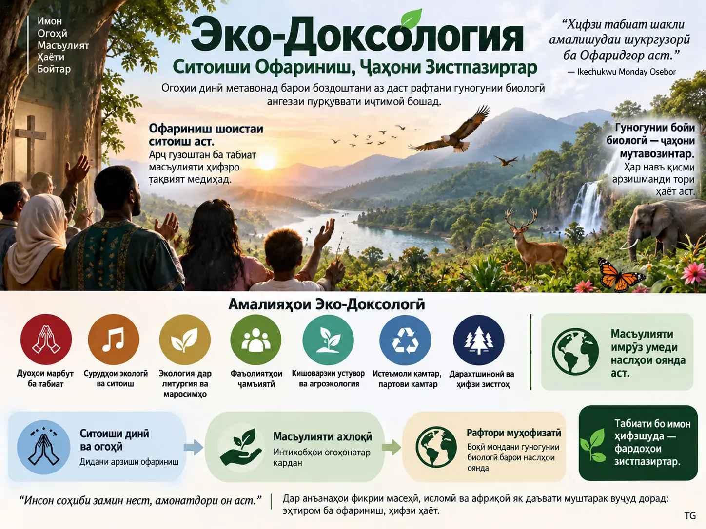 Эко-Доксология ва Аз Даст Рафтани Гуногунии Биологӣ: Ҳамду Ситоиши Динӣ, Огоҳии Экологӣ ва Масъулият нисбат ба Офариниш