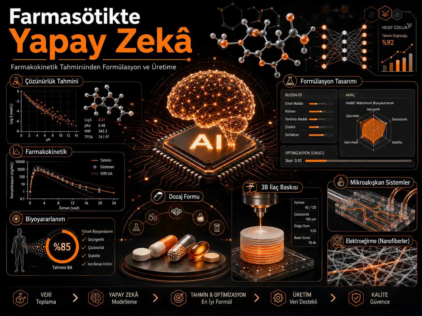 Farmatsevtikada Sunʼiy Intellekt Kuchidan Foydalanish: Farmakokinetik Bashoratdan Formulatsiya va Ishlab Chiqarishgacha