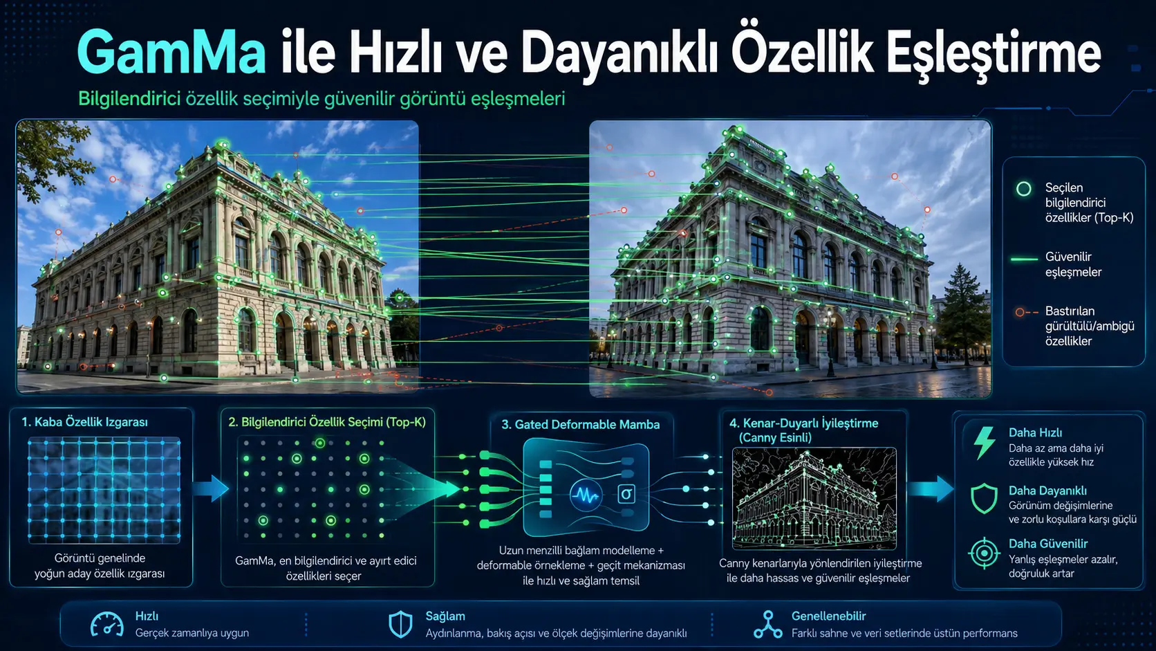 GamMa bilan tasvirlarni moslashtirish: axborotli xususiyatlarni tanlab yanada bardoshli va samarali mosliklar