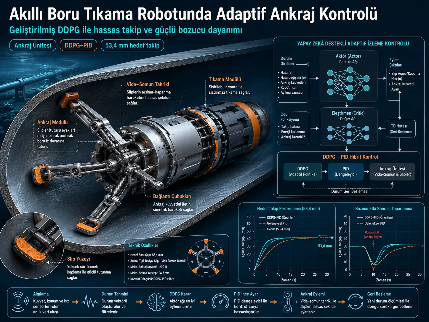 Takomillashtirilgan chuqur deterministik siyosat gradientiga asoslangan quvur liniyasi aqlli tiqinlash roboti ankraj blokining adaptiv kuzatuv boshqaruvi