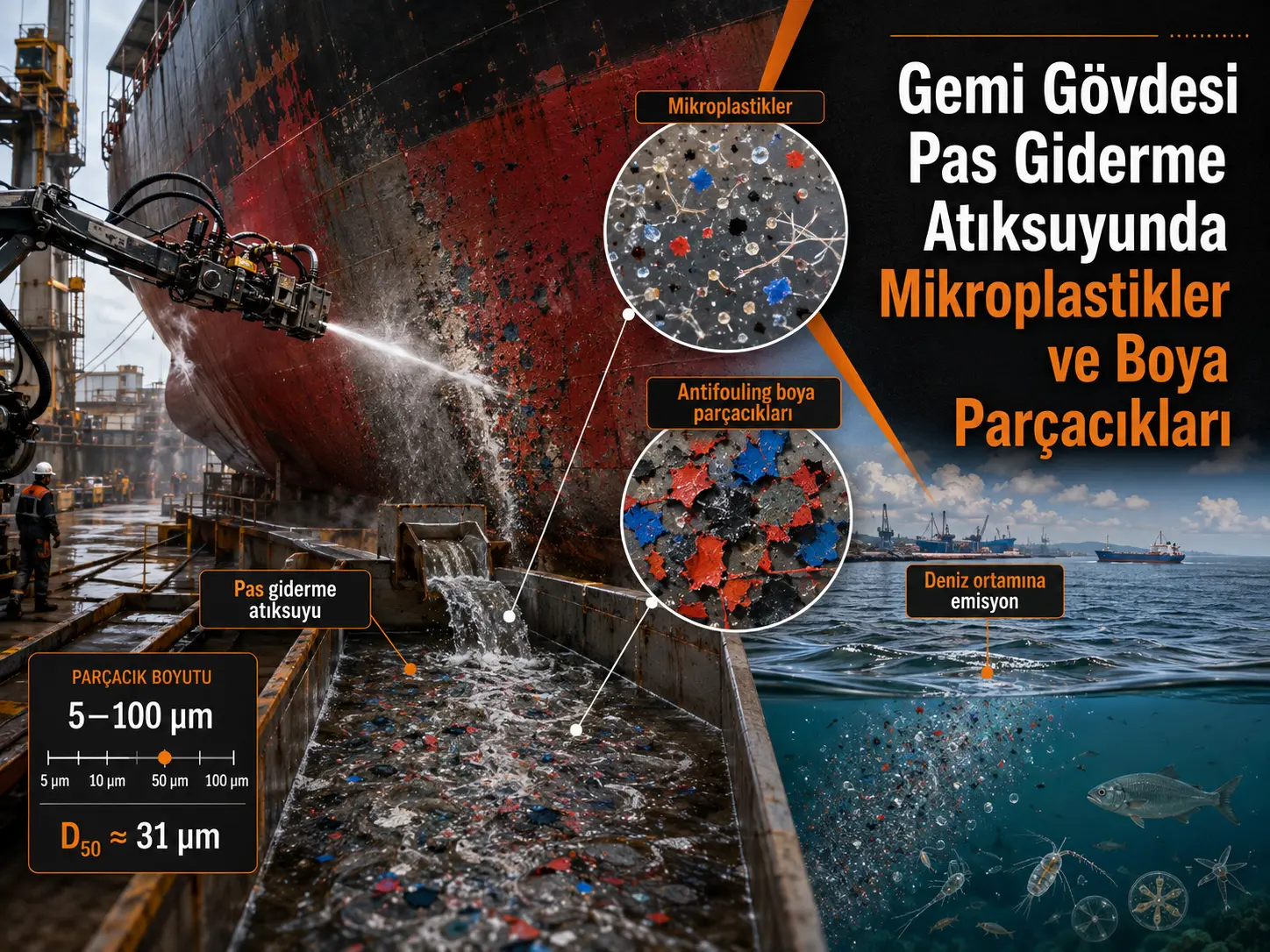 Gemi Gövdesi Pas Giderme Atıksuyundaki Mikroplastikler ve Antifouling Boya Parçacıkları ile Bunların Deniz Ortamına Emisyonlarının Kapsamlı Olarak Anlaşılmasına Doğru