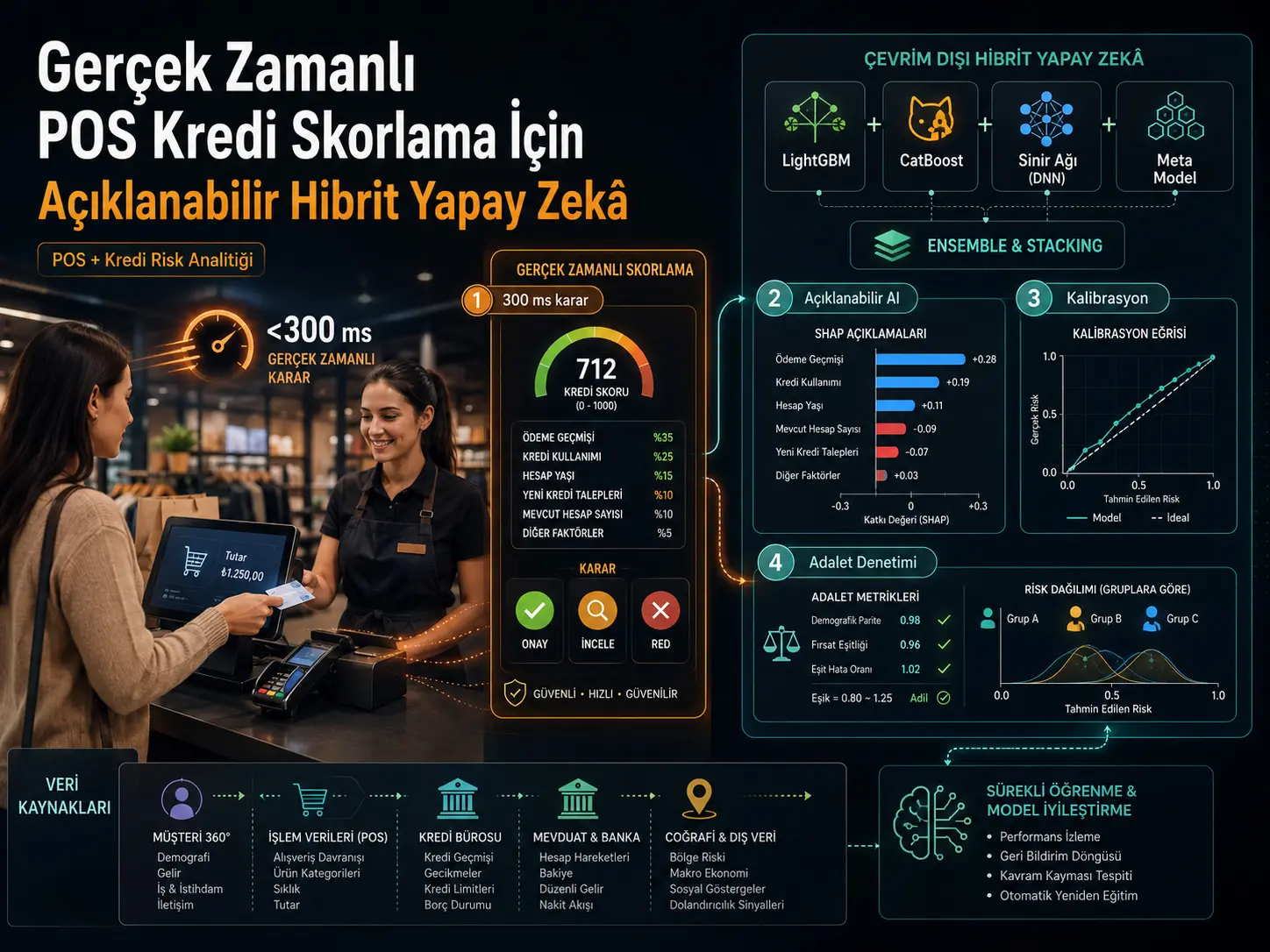 Real Vaqtdagi Savdo Nuqtasi Kredit Skoringi uchun Tushuntiriladigan Gibrid Sun’iy Intellekt Doirasi