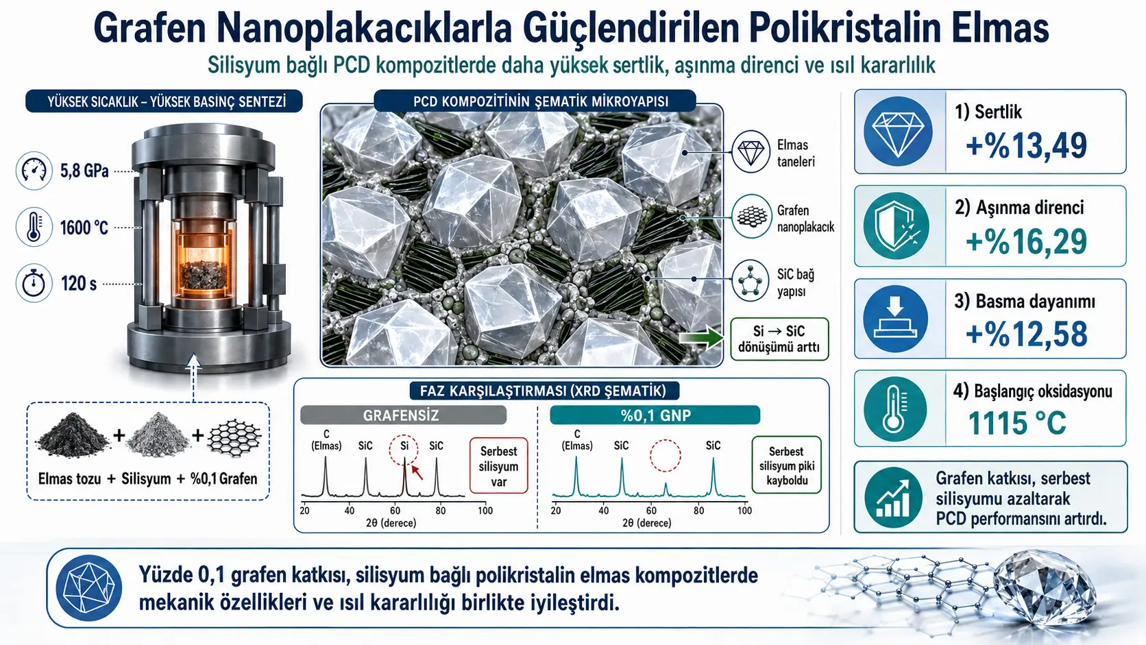 Grafen Nanoplakacıklarla Güçlendirilen Silisyum Bağlı Polikristalin Elmas Kompozitler