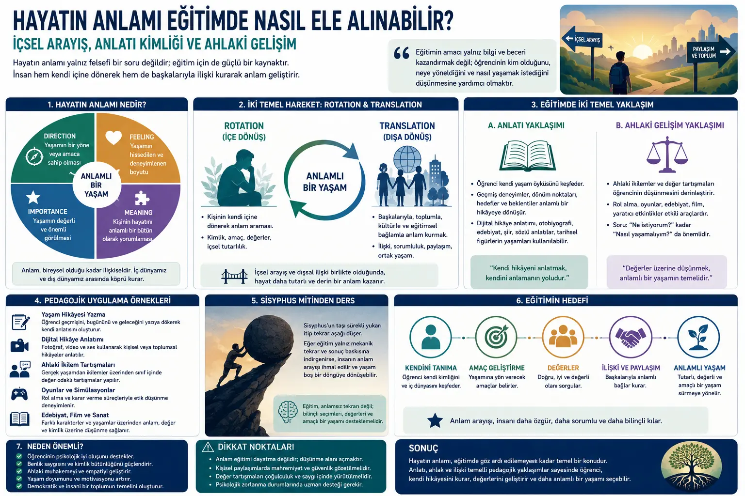 Hayotning ma’nosi ta’limda qanday ko‘rib chiqilishi mumkin? Ichki izlanish, hikoya kimligi va axloqiy rivojlanish