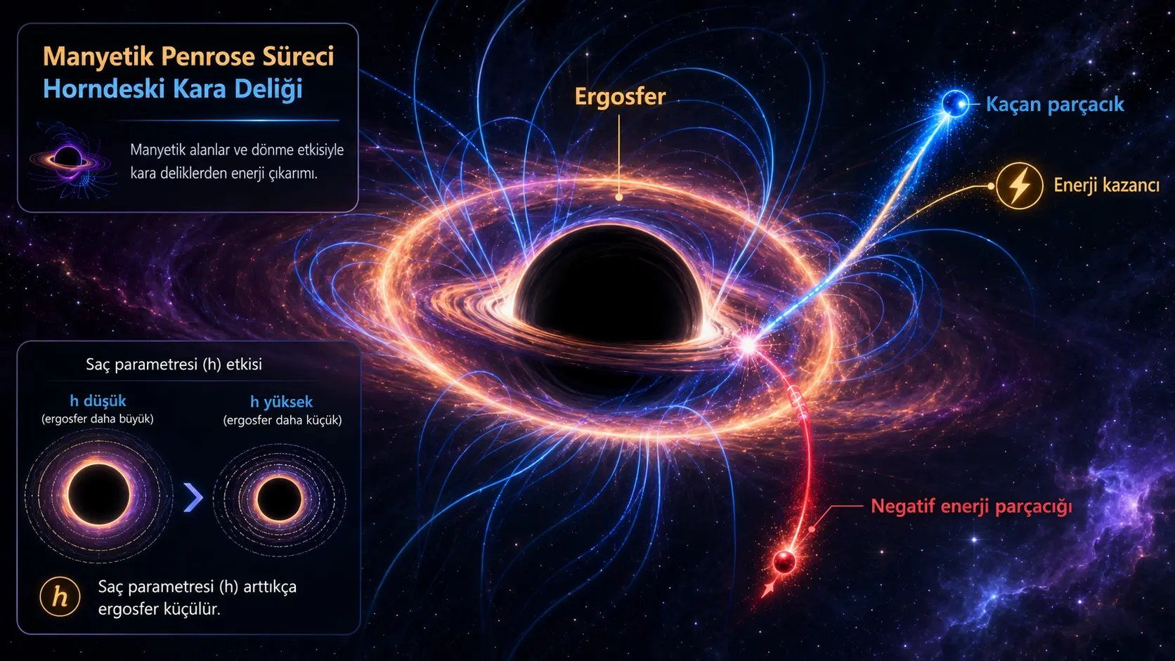 Horndeski gravitatsiyasida magnit Penrose jarayoni: aylanayotgan qora tuynuklardan energiya chiqarish