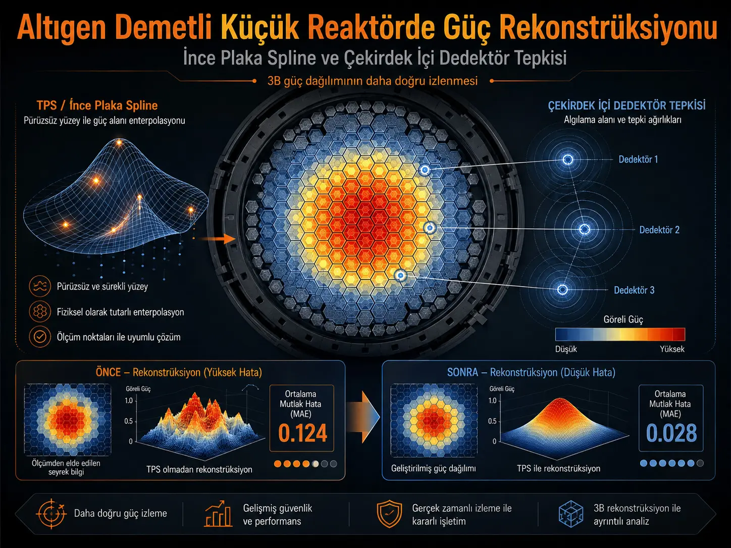 Yupqa Plastina Spline va Aktiv Zona Ichidagi Detektor Javobidan Foydalanib Olti Burchakli Yoqilg‘i Yig‘mali Kichik Reaktorda Uch O‘lchamli Quvvat Taqsimotini Qayta Tiklash