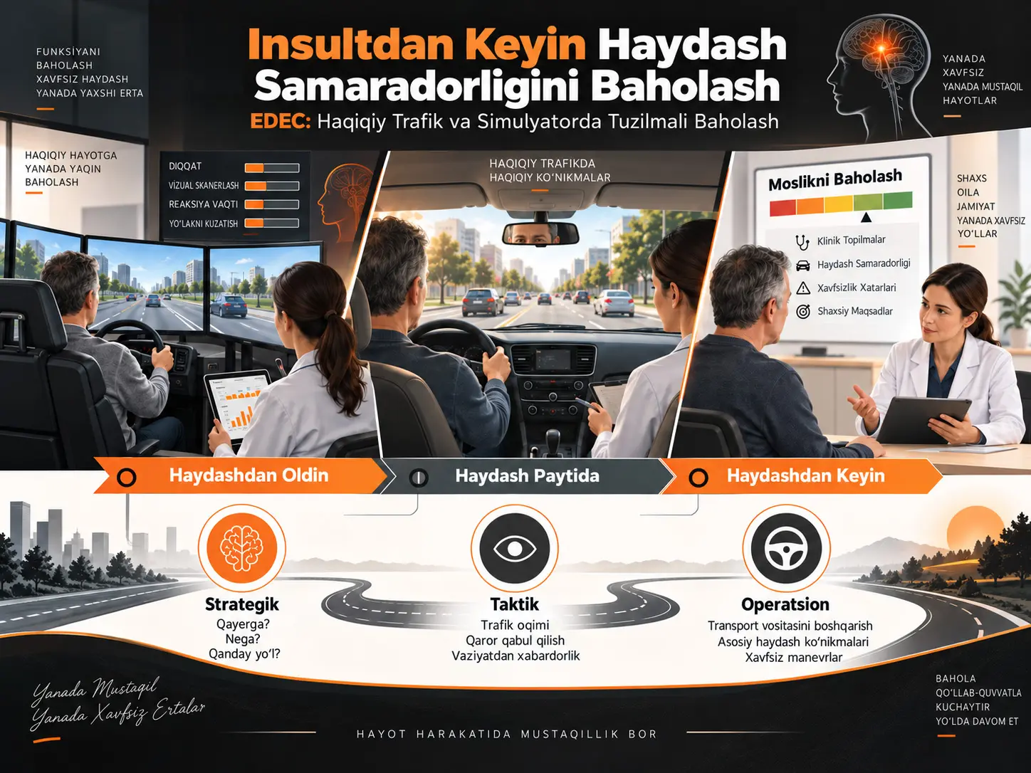 Insultdan Keyin Haydash Xavfsizligi Qanday Baholanadi? EDECning Haqiqiy Trafik va Simulyatordagi Dastlabki Validatsiya Natijalari