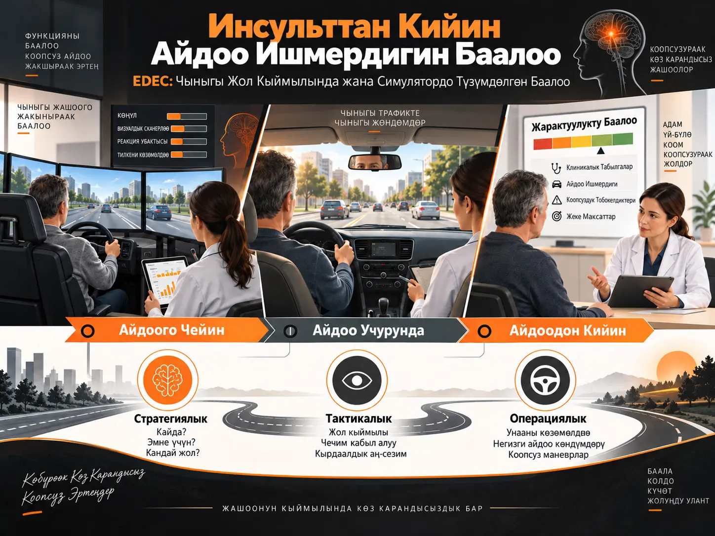 Инсульттан Кийин Айдоо Коопсуздугу Кантип Бааланат? EDECтин Чыныгы Жол Кыймылында жана Симулятордо Алгачкы Валидация Натыйжалары