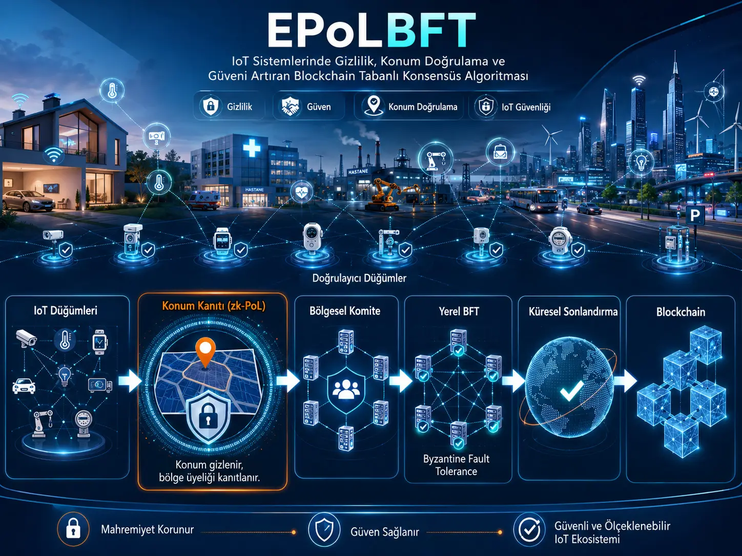 IoT tizimida maxfiylik, hujumlarga chidamlilik va ishonchni oshirishga qaratilgan Blockchain konsensus algoritmi: EPoLBFT