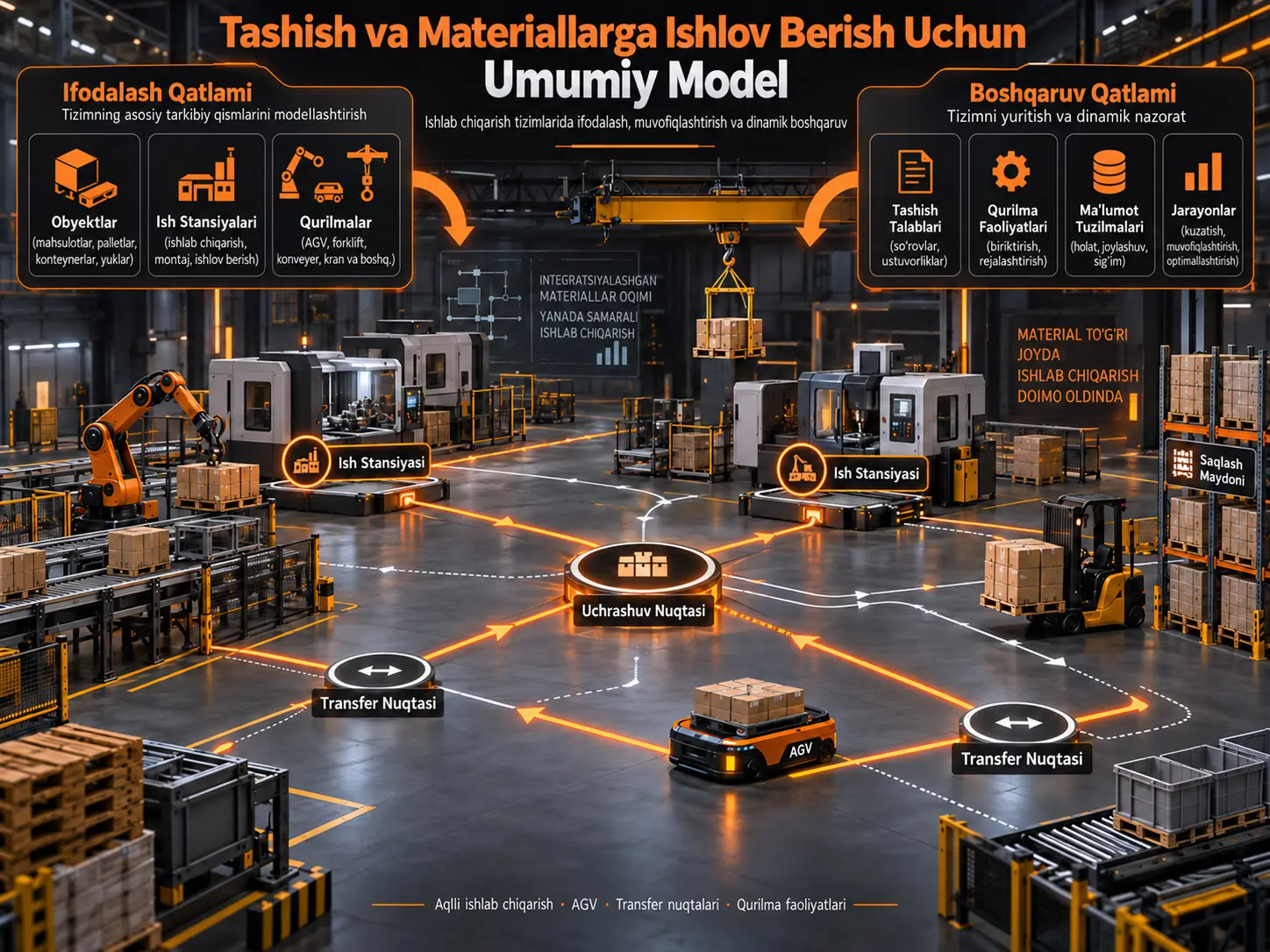 Ishlab Chiqarish Tizimlarida Tashish va Materiallarga Ishlov Berish Tizimlarini Ifodalash va Boshqarish Uchun Umumiy Model