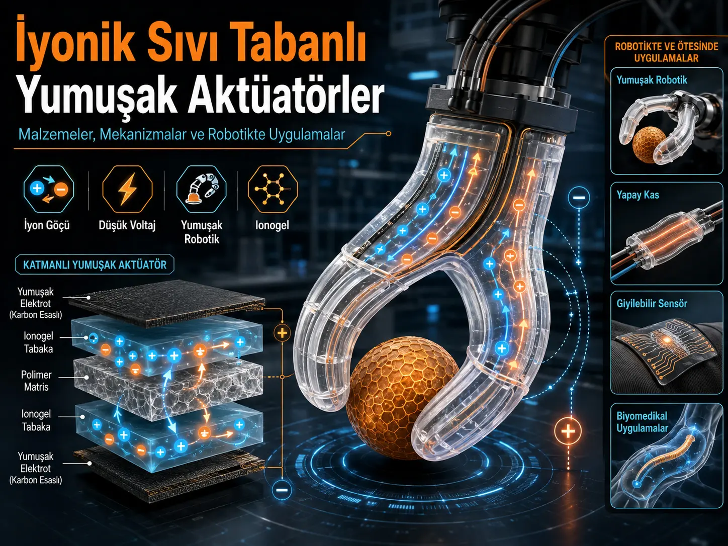 İyonik Sıvı Tabanlı Yumuşak Aktüatörler: Malzemeler, Mekanizmalar ve Robotikte Uygulamalar