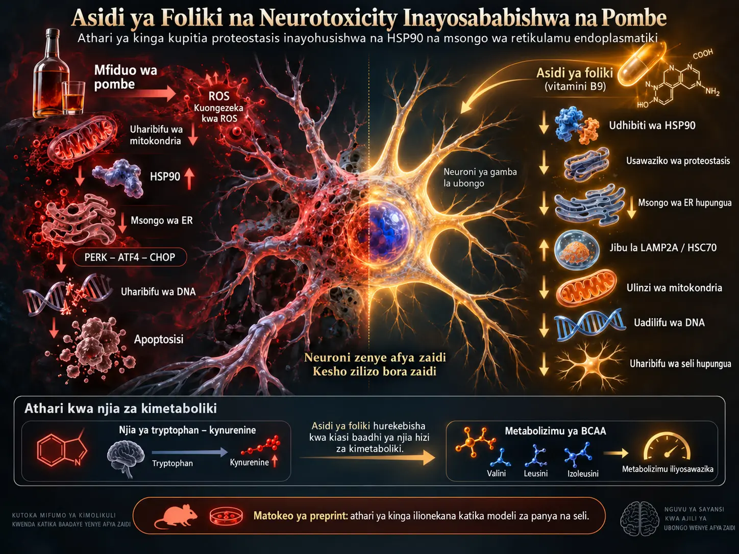 Je, Asidi ya Foliki Inaweza Kupunguza Neurotoxicity Inayosababishwa na Pombe kwa Kudhibiti Proteostasis Inayohusishwa na HSP90 na Msongo wa Retikulamu Endoplasmatiki?