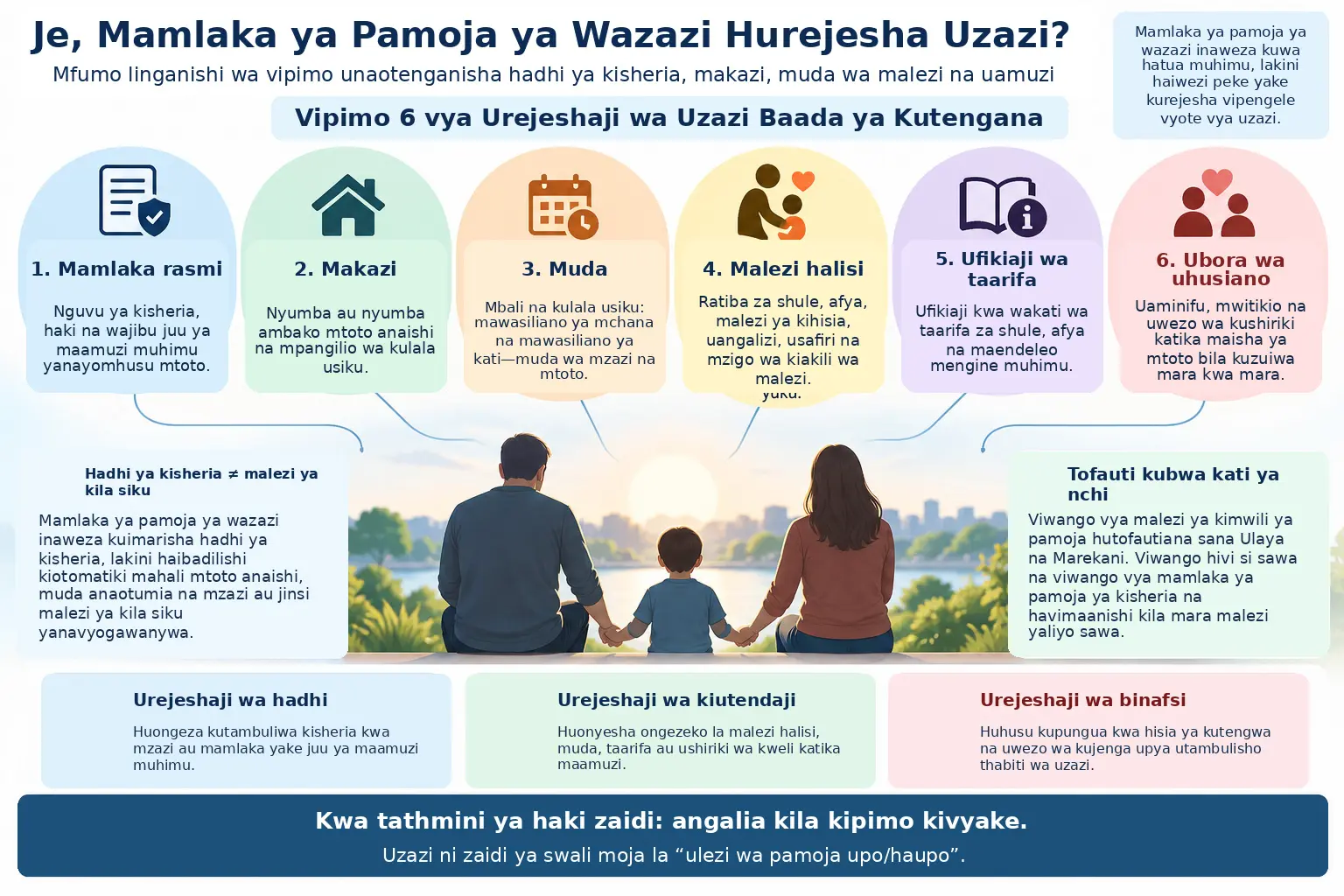 Je, Mamlaka ya Pamoja ya Wazazi Hurejesha Uzazi? Mfumo Linganishi wa Vipimo Unaotenganisha Hadhi ya Kisheria, Makazi, Muda wa Malezi na Uamuzi