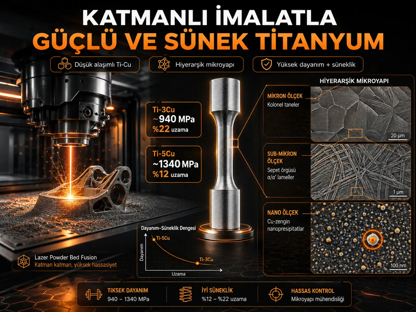 Additiv ishlab chiqarish orqali ultra yuqori mustahkam va plastik past qotishmali titan