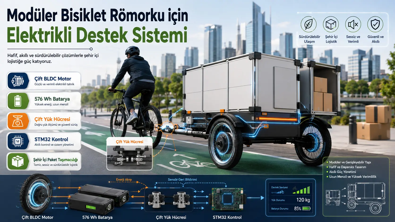 Kentsel Paket Taşımacılığında Kullanılan Hafif Bisikletlere Entegre Modüler Eklenti Demonstratörü İçin Elektrikli Destek Sisteminin Geliştirilmesi