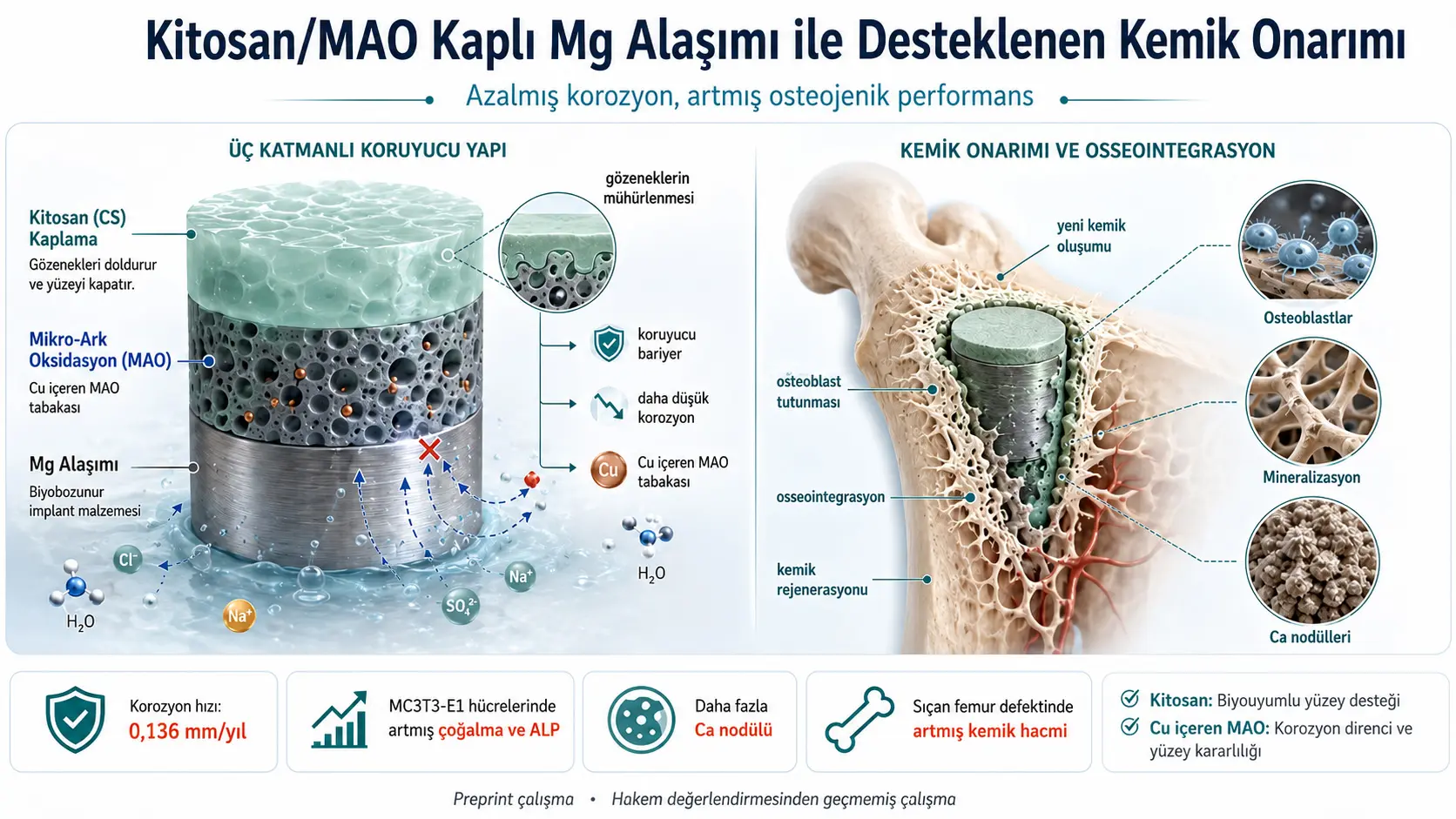 Xitozan bilan muhrlangan biologik parchalanadigan magniy implant: Mikro-yoy oksidlanishi qoplamasi korroziyani sekinlashtirib, suyak hosil bo‘lishini qo‘llab-quvvatlay oladimi?