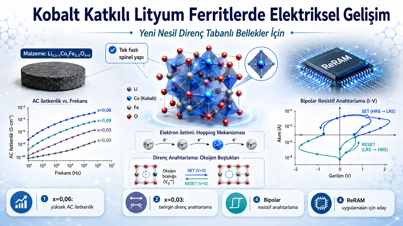 Kobalt Katkılı Lityum Ferrit Nanoparçacıklarda Elektriksel Özellikler ve Bipolar Direnç Anahtarlama