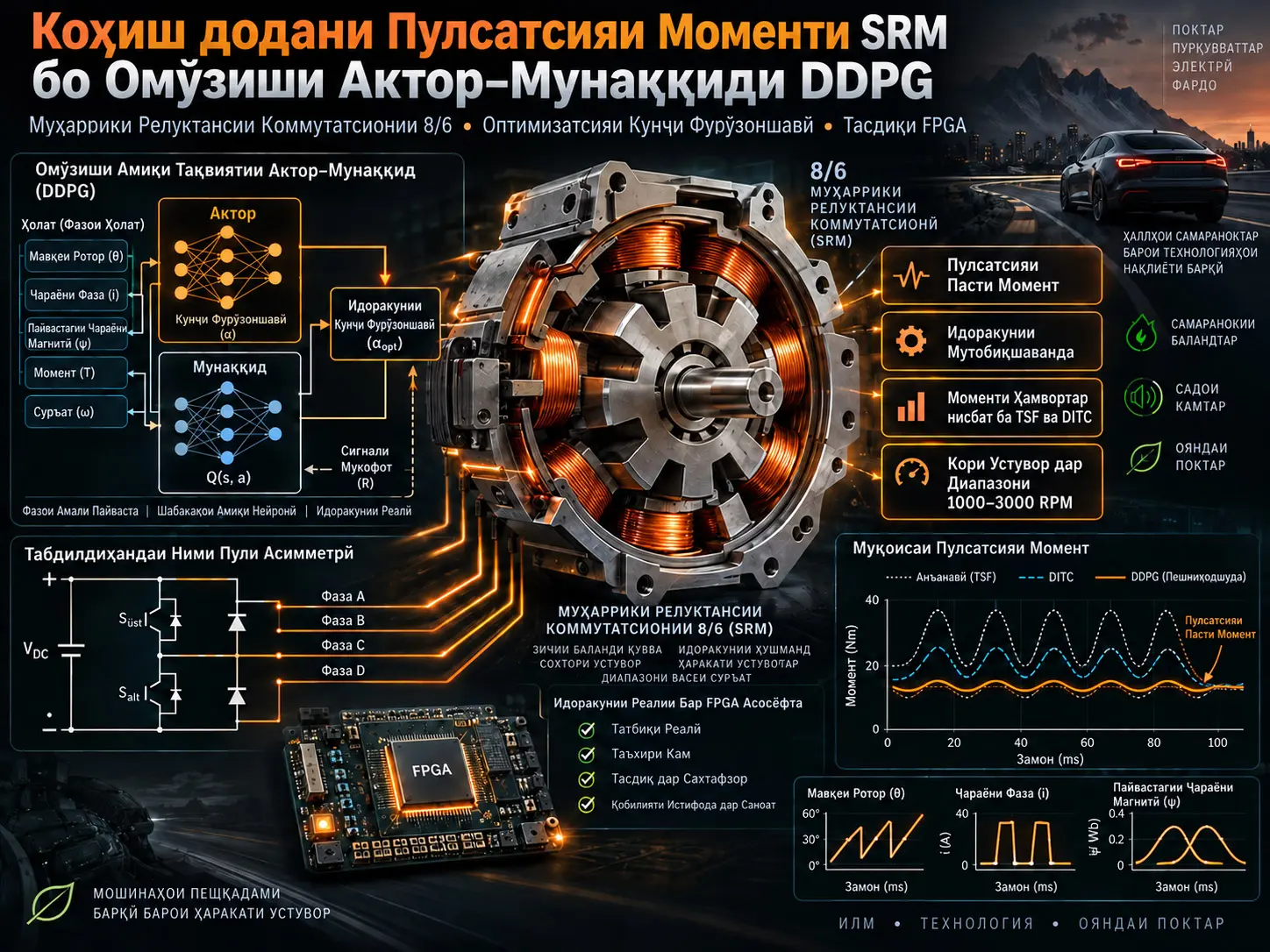 Коҳиш додани Пулсатсияи Моменти Гардиш дар Муҳаррикҳои Релуктансии Коммутатсионӣ бо Омӯзиши Тақвиятии DDPG Актор–Мунаққид