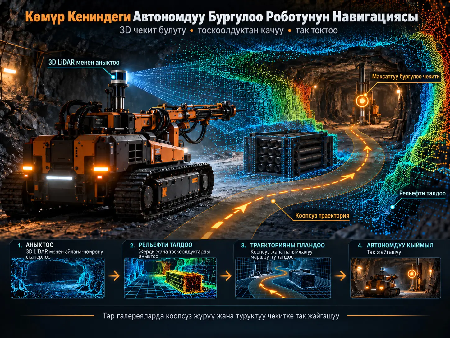Көмүр Кендериндеги Газ Атылышын Алдын Алуучу Бургулоо Роботтору Үчүн Автономдуу Навигация Системасын Изилдөө